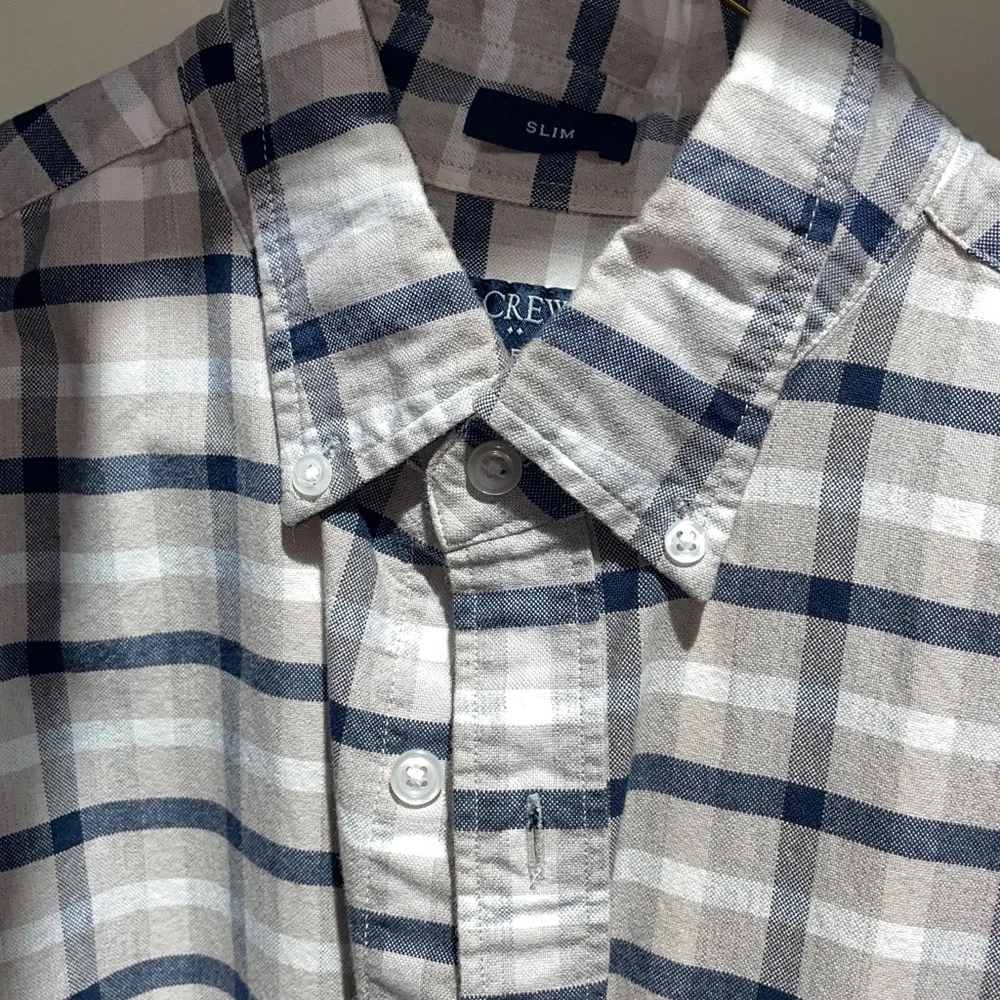 J.Crew Classic Men's Blue and White Plaid Slim fit. Size small.